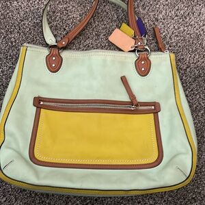 Coach Leather Tote Mint Green